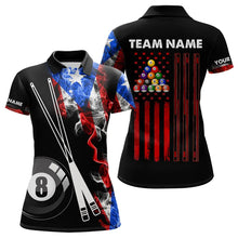 Load image into Gallery viewer, Personalized US Flag Smoke 8 Ball Pool Billiard Shirt For Women Custom Patriotic Billiard Team Jersey TDM3450