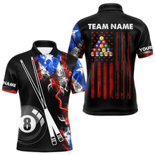 Load image into Gallery viewer, Personalized Us Flag Smoke 8 Ball Pool Billiard Shirt For Men Custom Patriotic Billiard Team Jersey TDM3450