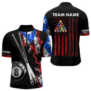 Personalized Us Flag Smoke 8 Ball Pool Billiard Shirt For Men Custom Patriotic Billiard Team Jersey TDM3450