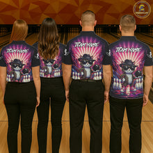 Load image into Gallery viewer, Pink Funny Cat Bowling Jersey For Women Custom Neon Graffiti Bowling Shirt Team Polo &amp; 1/4 Zip TDM5756