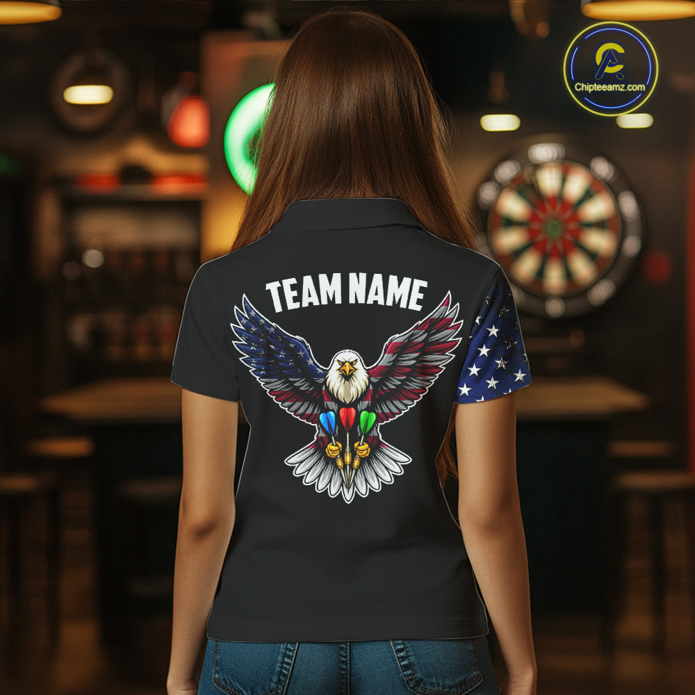 Patriotic American Flag Eagle Darts Shirt For Women Custom Darts Jersey Team Polo & 1/4 Zip TDM5759