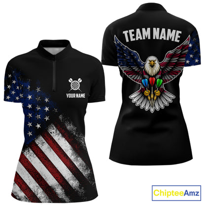 Patriotic American Flag Eagle Darts Shirt For Women Custom Darts Jersey Team Polo & 1/4 Zip TDM5759