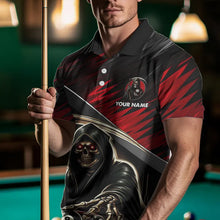 Load image into Gallery viewer, Red Grim Reaper 8 Ball Pool Billiard Shirts For Men Custom Billiard Team Jerseys Polo &amp; 1/4 Zip TDM3760