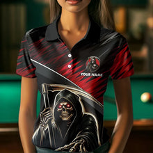 Load image into Gallery viewer, Red Grim Reaper 8 Ball Pool Billiard Shirts For Women Custom Billiard Team Jerseys Polo &amp; 1/4 Zip TDM3760
