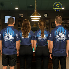 Load image into Gallery viewer, Blue 8 Ball Pool Billiard Jersey For Men Custom Polo &amp; Quarter Zip Billiard Shirt For Team TDM6131