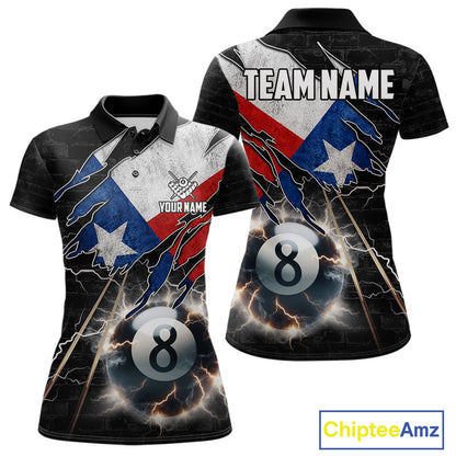 Custom American Flag Lightning 8 Ball Pool Polo Shirt Designed for Personalized Patriotic Billiard Team Jerseys with Bold Athletic Performance Style