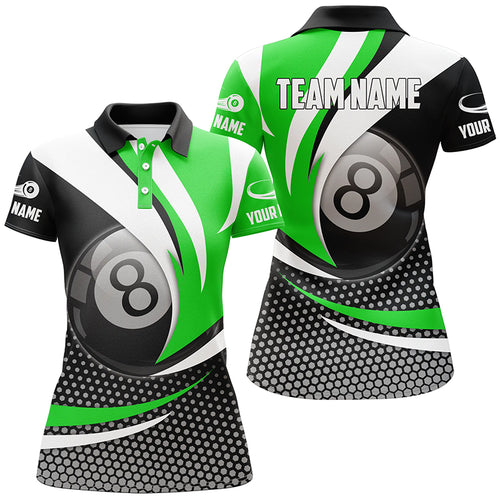 Personalized  8 Ball Billiard Green Version 3D Polo Shirts For Women Best Custom Gifts For Pooler TDM0153