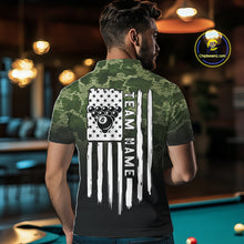 Load image into Gallery viewer, Black And Green Camo American Flag 8 Ball Billiard Shirt For Men Custom Patriotic Pool Team Jersey TDM5036