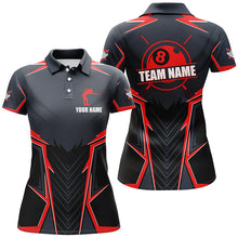 Load image into Gallery viewer, Billiard Jerseys For Women Custom Polo &amp; Quarter-Zip Billiard Team Shirts, 8 Ball Pool Shirt |Red TDM3029