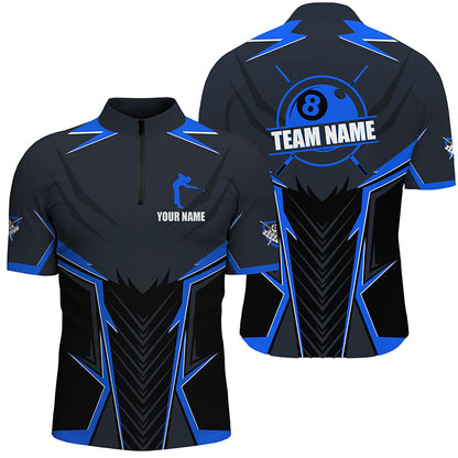 Billiard Jerseys For Women Custom Polo & Quarter-Zip Billiard Team Shirts, 8 Ball Pool Shirt |Blue TDM3030