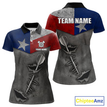 Load image into Gallery viewer, Personalized Texas Flag Steel Tip Dart Polo &amp; 1/4 Zip For Women Custom Texas Darts Team Jersey TDM5262