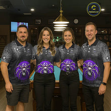 Load image into Gallery viewer, Personalized Grunge Spider Web 8 Ball Pool Billiard Shirt For Women, Billiard Team Jerseys |Purple TDM5519
