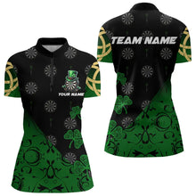 Load image into Gallery viewer, Black And Green St Patrick Day Luckiest Shamrock Dart Shirts For Women Custom Darts Team Jerseys TDM3457