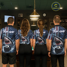 Load image into Gallery viewer, American Flag Shark 8 Ball Billiard Shirt For Women Custom Lightning Patriotic Pool Team Jersey TDM5769