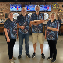 Load image into Gallery viewer, American Flag Shark Darts Shirt For Women Custom Lightning Patriotic Dart Jersey Team Polo &amp; 1/4 Zip TDM5771