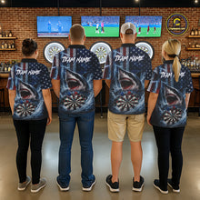 Load image into Gallery viewer, American Flag Shark Darts Shirt For Women Custom Lightning Patriotic Dart Jersey Team Polo &amp; 1/4 Zip TDM5771