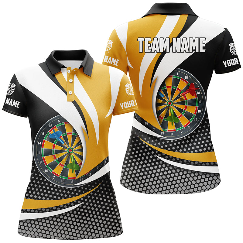 Personalized 3D Dartboard Black Yellow Women Darts Polo Shirts Custom Darts League Team Shirts TDM1283