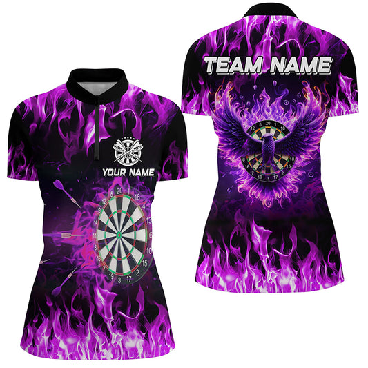 Personalized Purple Darts Board Fire Flame Eagle Darts Shirts For Women Custom Darts Team Jerseys TDM1646