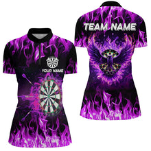Load image into Gallery viewer, Personalized Purple Darts Board Fire Flame Eagle Darts Shirts For Women Custom Darts Team Jerseys TDM1646