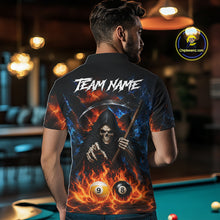 Load image into Gallery viewer, Custom 8 Ball &amp; 9 Ball Fire Grim Reaper Billiard Shirt For Men, Pool Team Jersey Polo &amp; 1/4 Zip TDM6562