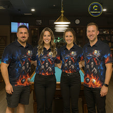 Load image into Gallery viewer, Custom 8 Ball &amp; 9 Ball Fire Grim Reaper Billiard Shirt For Men, Pool Team Jersey Polo &amp; 1/4 Zip TDM6562