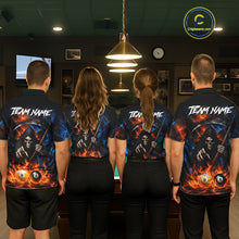 Load image into Gallery viewer, Custom 8 Ball &amp; 9 Ball Fire Grim Reaper Billiard Shirt For Men, Pool Team Jersey Polo &amp; 1/4 Zip TDM6562