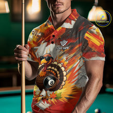 Load image into Gallery viewer, Personalized Funny Turkey 8 Ball Billiard Shirt For Men Custom Thanksgiving Pool Team Jersey TDM5049