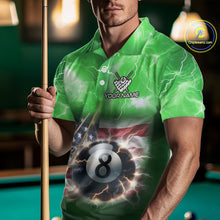 Load image into Gallery viewer, Green American Flag Thunder Lightning 8 Ball Billiard Shirt For Men Custom Pool Team Jersey TDM5265
