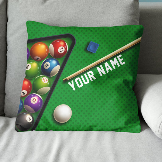 Personalized Green Billiard Table 3D Printed Throw Pillow Billiard Gifts TDM0780