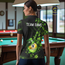 Load image into Gallery viewer, Green Luckiest Shamrock 9 Ball Billiard Shirt For Women Custom St Patrick Day Pool Team Jersey TDM5779