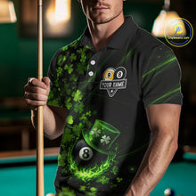 Load image into Gallery viewer, Green Luckiest Shamrock 8 &amp; 9 Ball Billiard Shirt For Men Custom St Patrick Day Pool Team Jersey TDM5780