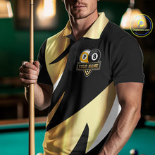 Load image into Gallery viewer, Personalized Billiard 8 Ball &amp; 9 Ball Pool Polo, 1/4 Zip For Men Custom Team Billiard Jersey |Gold TDM6376