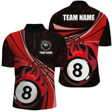 Load image into Gallery viewer, Personalized Funny Flaming 8 Ball Pool Custom Red Billiard Jerseys Shirts For Men, Billiard Apparel TDM1872