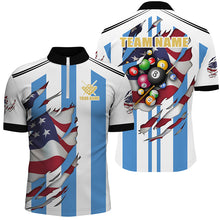 Load image into Gallery viewer, Grunge US Argentina Flag 3D Billiard Balls Pool Shirts For Men Custom Patriotic Billiard Jerseys TDM2074