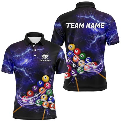 Galaxy Billiard Balls Thunder Lightning Pool Shirts For Men Custom Purple Billiard League Jerseys TDM2300
