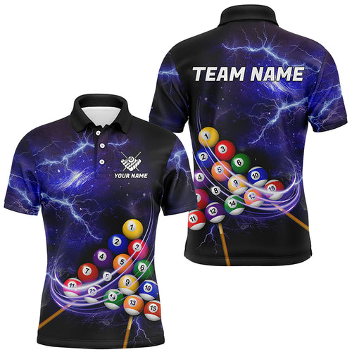 Galaxy Billiard Balls Thunder Lightning Pool Shirts For Men Custom Purple Billiard League Jerseys TDM2300