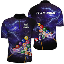 Load image into Gallery viewer, Galaxy Billiard Balls Thunder Lightning Pool Shirts For Men Custom Purple Billiard League Jerseys TDM2300
