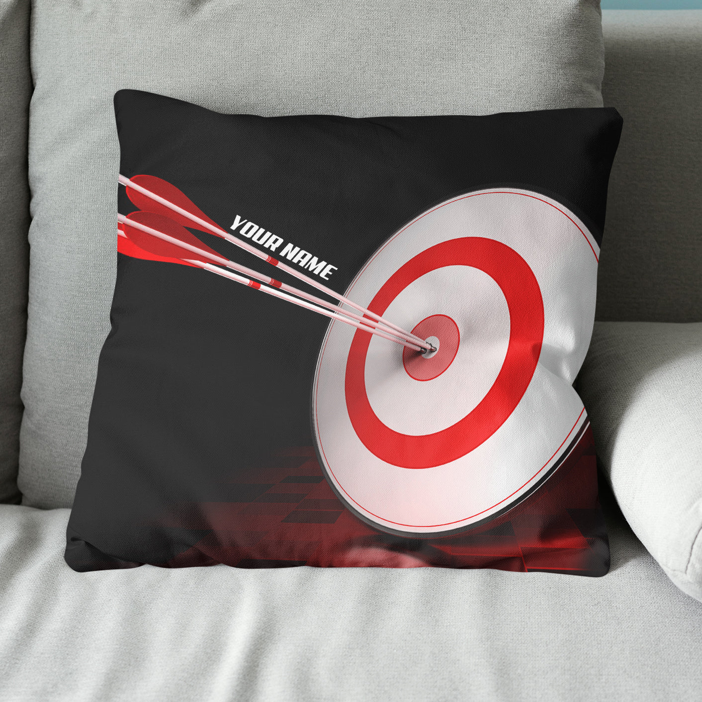 Custom Black Red Archery 3d Target Decorative Pillows, Archery Pillows TDM0798