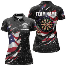 Load image into Gallery viewer, Grunge US Flag Dartboard Polo &amp; Quarter-Zip Shirts For Women Custom Patriotic Darts Jerseys Attire TDM1664