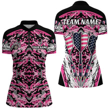 Load image into Gallery viewer, Pink Grunge Camo Darts Arrow US Flag Women Darts Shirts Custom Camo Darts Jersey Team Shirts TDM1670