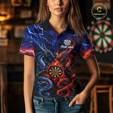 Load image into Gallery viewer, Blue And Red Thunder Lightning Dragon Darts Shirt For Women Custom Darts Team Jersey Polo &amp; 1/4 Zip TDM6577