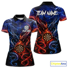 Load image into Gallery viewer, Blue And Red Thunder Lightning Dragon Darts Shirt For Women Custom Darts Team Jersey Polo &amp; 1/4 Zip TDM6577