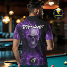 Load image into Gallery viewer, Purple Flaming Skull 8 Ball Fire Billiard Shirt For Men Custom Billiard Team Jersey Polo &amp; 1/4 Zip TDM5062