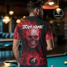 Load image into Gallery viewer, Red Flaming Skull 8 Ball Fire Billiard Shirt For Men Custom Billiard Team Jersey Polo &amp; 1/4 Zip TDM5064