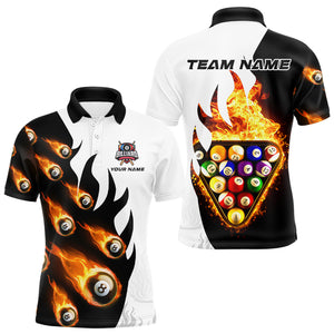 Flaming 8 Ball Pool Billiard Shirts For Men Custom Fire Billiard Team Shirts, Billiard Jerseys TDM3289