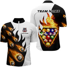 Load image into Gallery viewer, Flaming 8 Ball Pool Billiard Shirts For Men Custom Fire Billiard Team Shirts, Billiard Jerseys TDM3289