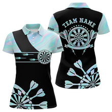 Load image into Gallery viewer, Holographic Blue Darts Tie Dye Polo &amp; Quarter Zip Custom Dart Shirts For Women Glowing Dart Jerseys TDM3623