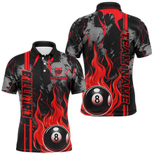 Load image into Gallery viewer, Personalized Flame 8 Ball Billiard Shirts For Men Best Billiard Team Shirts, Pool Jerseys | Red TDM2563