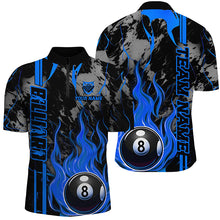 Load image into Gallery viewer, Personalized Flame 8 Ball Billiard Shirts For Men Best Billiard Team Shirts, Pool Jerseys | Blue TDM2564