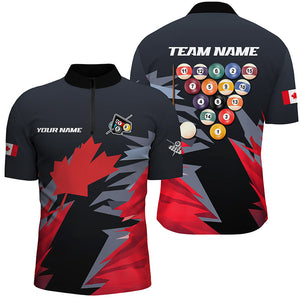 Personalized Canadian Leaf Patriotic Billiard Shirts For Men, Team Canada Billiard Jerseys TDM2571